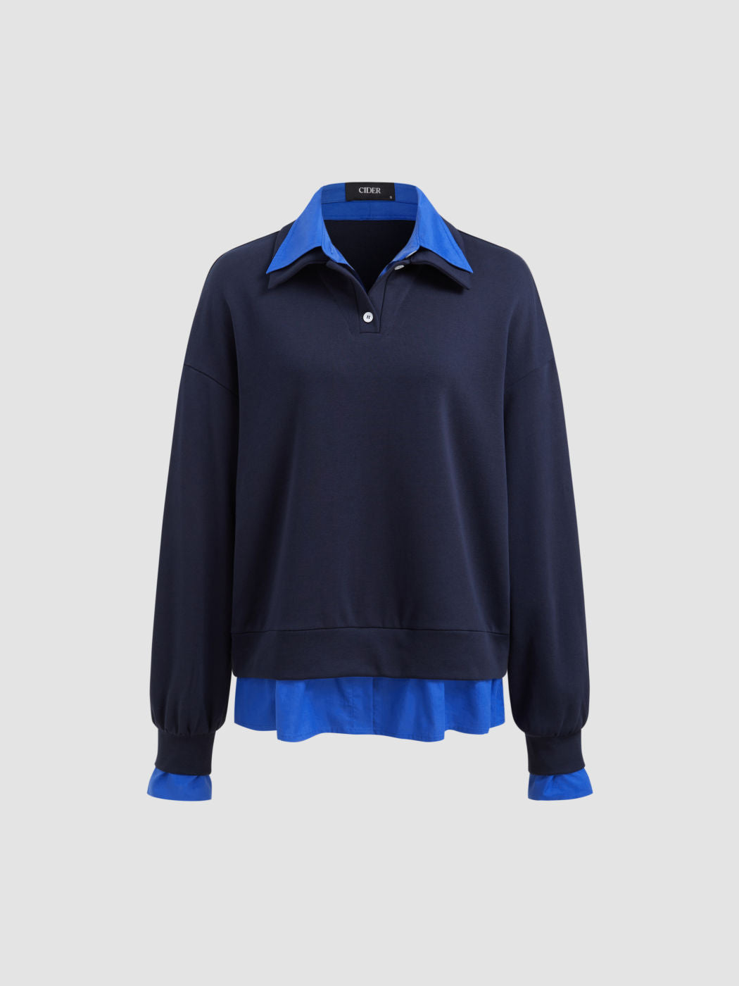 Terry Collar Two Tone Oversized Sweatshirt
