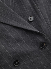 Double Breasted Notched Collar Striped Blazer