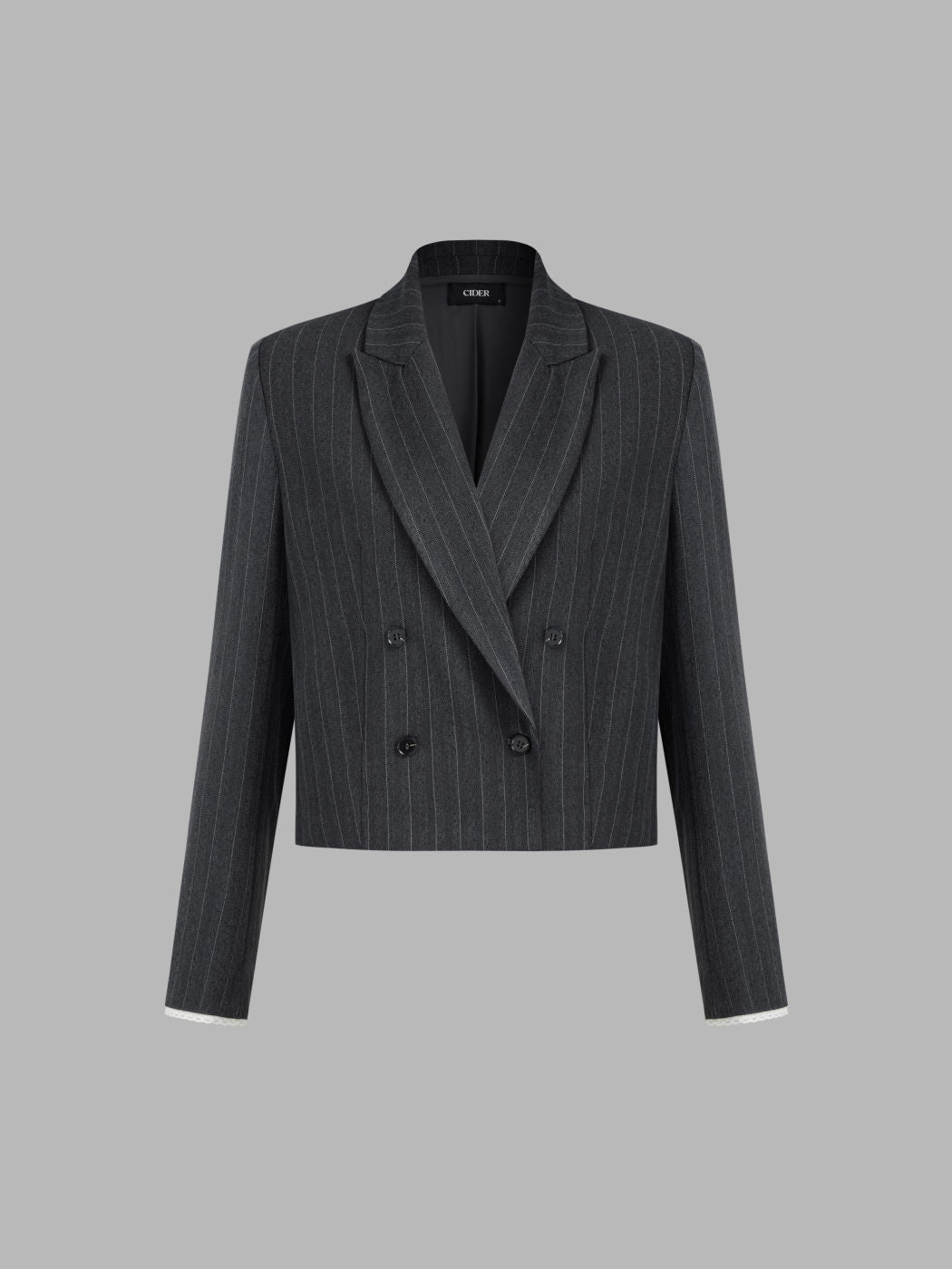 Double Breasted Notched Collar Striped Blazer