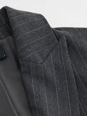 Double Breasted Notched Collar Striped Blazer
