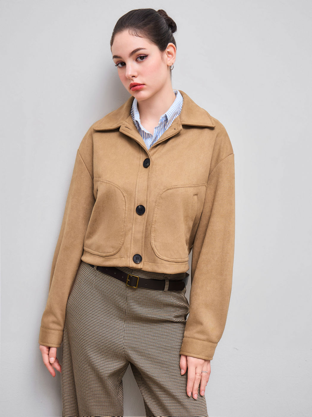 Suede Collar Oversized Borg Jacket