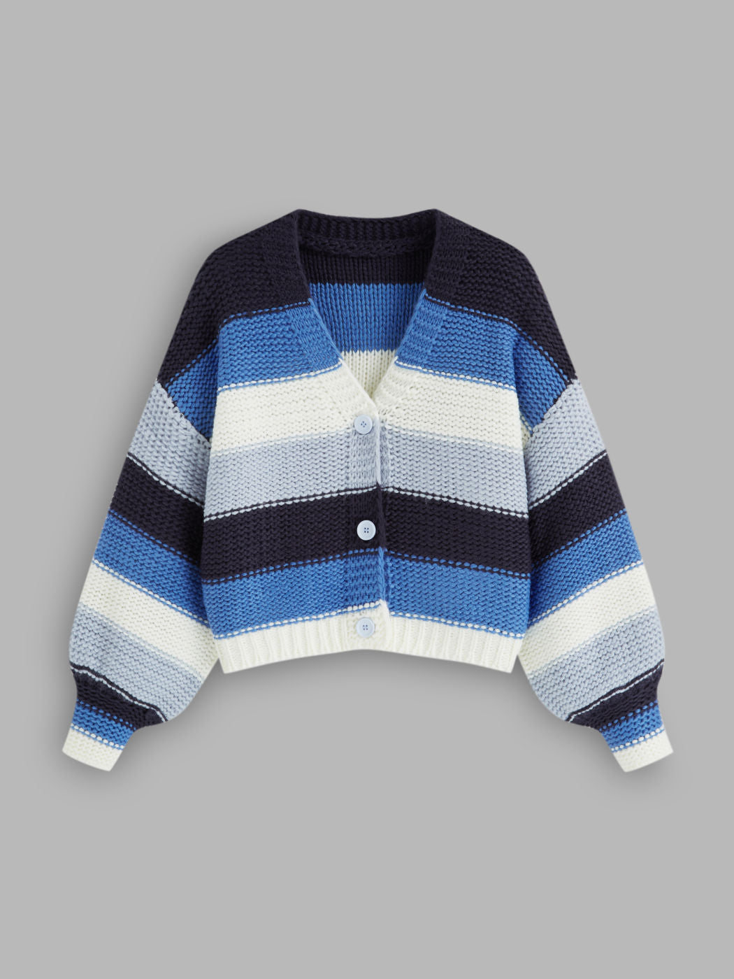 Knit V-neck Striped Gradient Oversized Cardigan