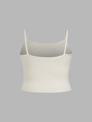 Knit Collar Oversized Crop Top & Cami Top Curve & Plus