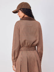 Collar Gingham Shirred Top
