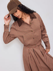 Collar Gingham Shirred Top