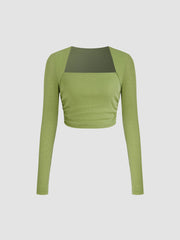 Lurex-blend Square Neck Ruched Crop Top & Mid Rise Mini Skirt Set