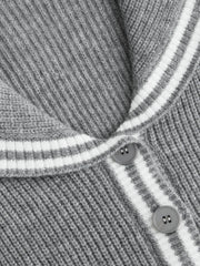 Knit Sailor Collar Solid Button Cardigan Curve & Plus