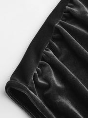 Velvet Asymmetrical Neck Ruched Bodysuit