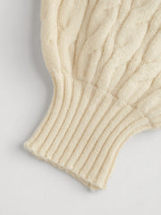 Cable Knit Turtleneck Solid Long Sleeve Crop Top