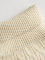 Cable Knit Turtleneck Solid Long Sleeve Crop Top