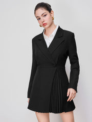 Collar Pleated Mini Blazer Dress