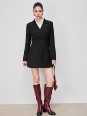 Collar Pleated Mini Blazer Dress