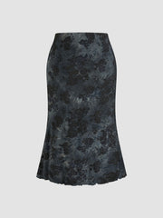 Mid Rise Floral Ruched Maxi Skirt Curve & Plus