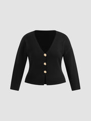 Knit V-neck Oversized Cardigan Curve & Plus