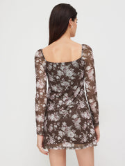 U-neckline Floral Lace Mini Dress