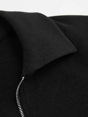 Cotton-blend Collar Zipper Bodysuit