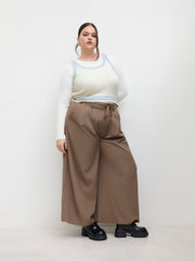 Cable Knit Square Neck Solid Contrasting Binding Crop Top Curve & Plus