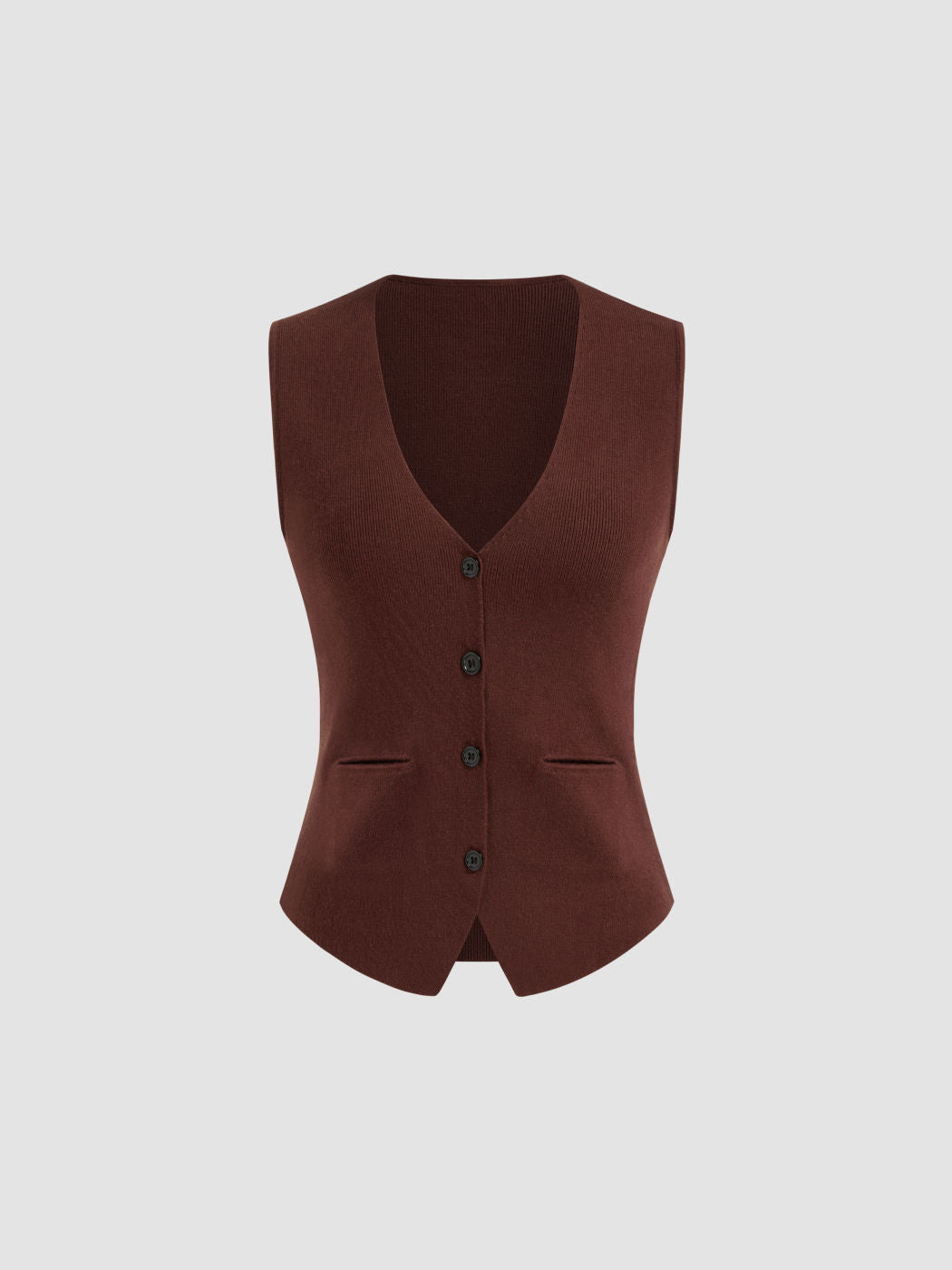 Knit V-neck Split Belted Vest
