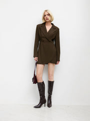 Collar Solid Button Mini Dress