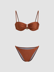 Square Neck Underwire Cheeky Bikini Set