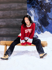 Aspen Knit Striped Colorblock Oversized Sweater