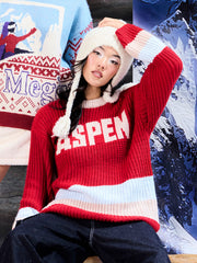 Aspen Knit Striped Colorblock Oversized Sweater