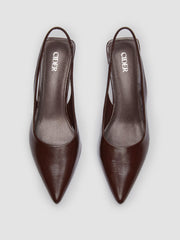 Metallic Pointed Toe Slingback Kitten Heels