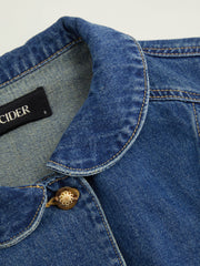 Denim Collar Cinched Waist Jacket