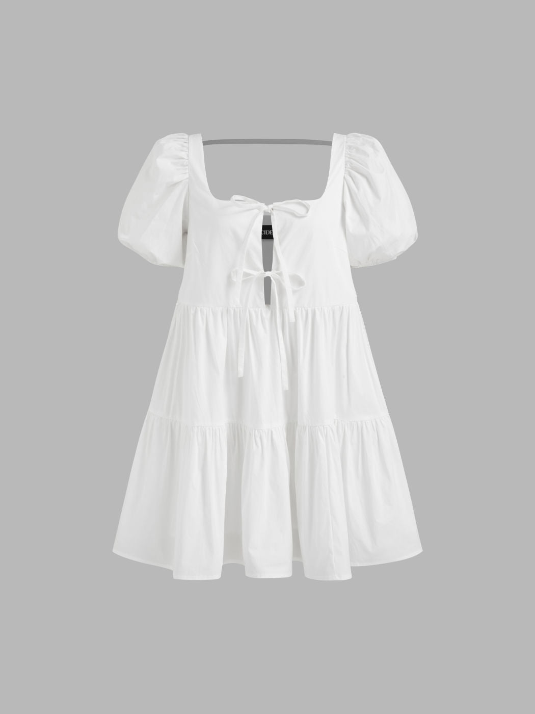 100% Cotton Tie Front Bow Smock Mini Dress