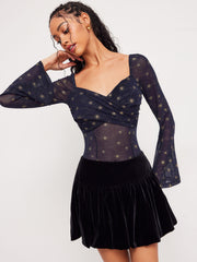 Mesh Sweetheart Glitter Star Bodysuit