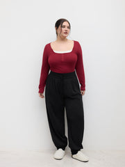 Mid Rise Drawstring Jogger Trousers Curve & Plus
