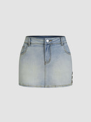High Stretch Cider Denim Low Rise Micro Mini Skirt