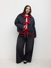 Tie Front Quilted Puffer Jacket Curve & Plus