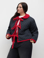 Tie Front Quilted Puffer Jacket Curve & Plus