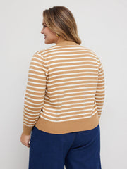 Knit Round Neckline Striped Top With Striped Tank Top Curve & Plus