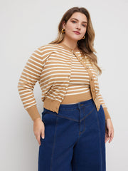 Knit Round Neckline Striped Top With Striped Tank Top Curve & Plus