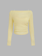 Boat Neck Long Sleeve Two-piece Top