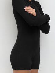Cotton-blend Half Zip Romper