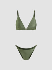V-neck Triangle Cheeky Bikini Set