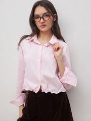 100% Cotton Shapeable Collar, Cuffs And Hem Shirt