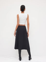 Round Neckline Tank Top & Mid Rise Button Maxi Skirt