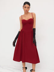 Square Neck Lace Trim Ruffle Maxi Dress