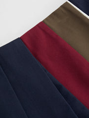 Cotton-blend Mid Rise Colorblock Pleated Mini Skirt