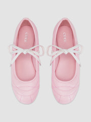 SEAM-DETAILED LACE-UP FAUX LEATHER SNEAKERS