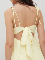 Chiffon Bowknot Cut Out Ruffle Mini Dress