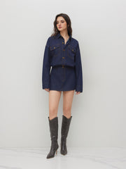 Denim Collar Jacket Mini Dress