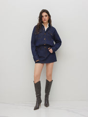 Denim Collar Jacket Mini Dress