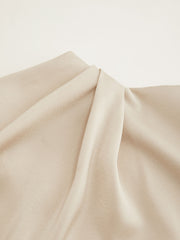 Stand Collar Solid Ruched Long Sleeve Maxi Dress