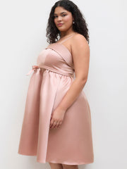 Square Neck Bowknot Midi Dress Curve & Plus