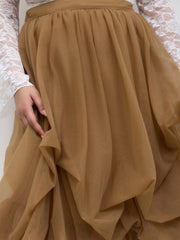 Voluminous Mesh Mid Rise Ruffle Tulle Maxi Skirt Curve & Plus